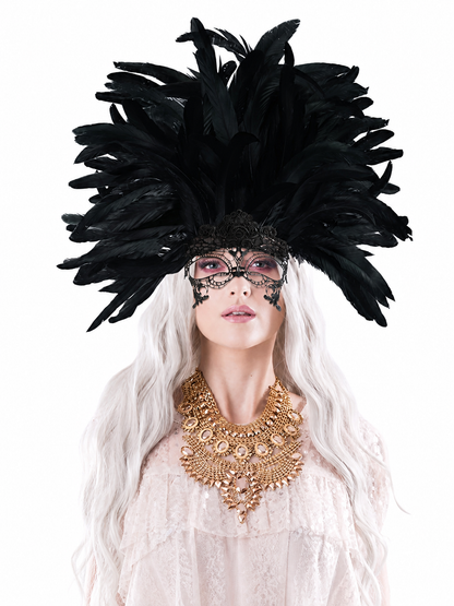 Carnival Feather Headpiece with Mask