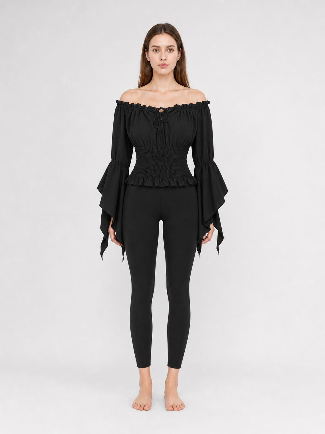 Black Cropped Off-Shoulder Blouse