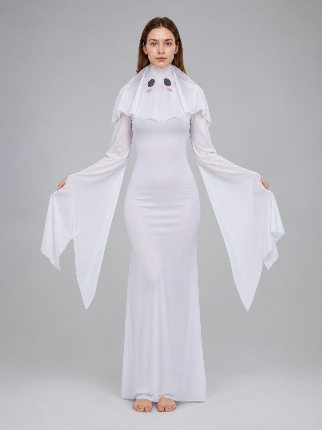 Hooded Cosplay Costume with Ribbon Sleeves