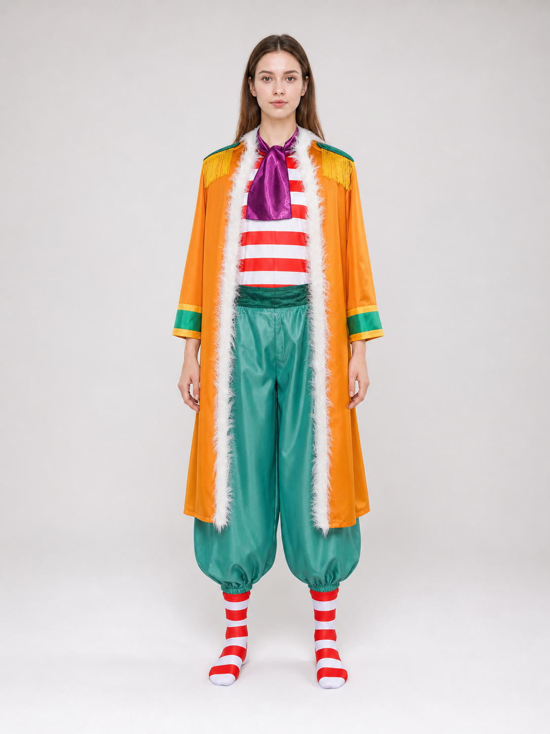 One Piece Buggy Cosplay Costume, 7 Pieces