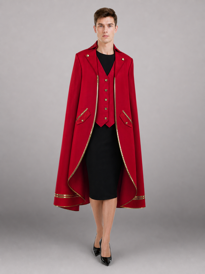 Red Carnival Cloak with Gold Trim