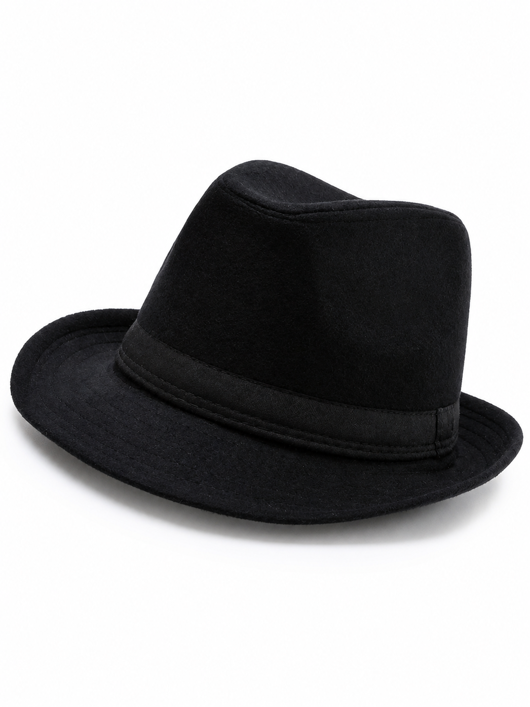 Black Carnival Fedora Hat with Wide Brim