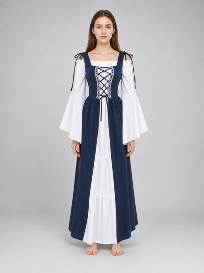 Medieval-Style Dress with Square Neckline