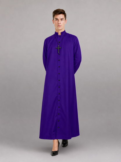 Long Purple Hooded Robe with Collar