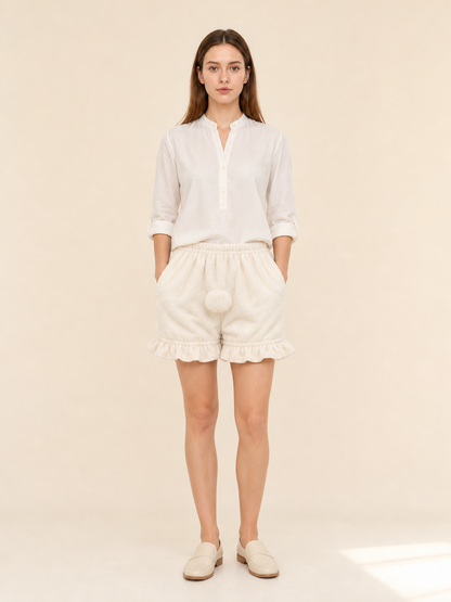 Women's bloomer shorts with ruffles and a tail