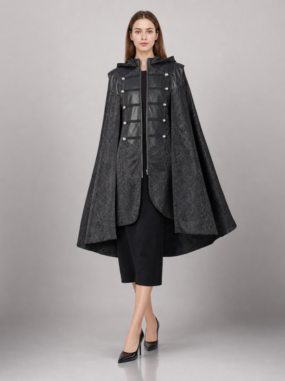 Black gothic hooded carnival cloak