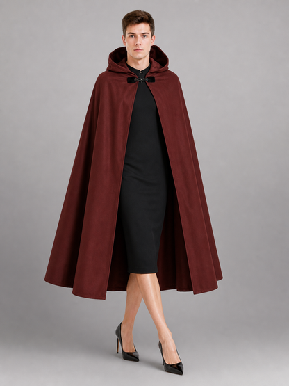 Burgundy Hooded Carnival Cloak for Cosplay