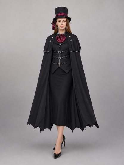 Black Victorian-Style Carnival Cape