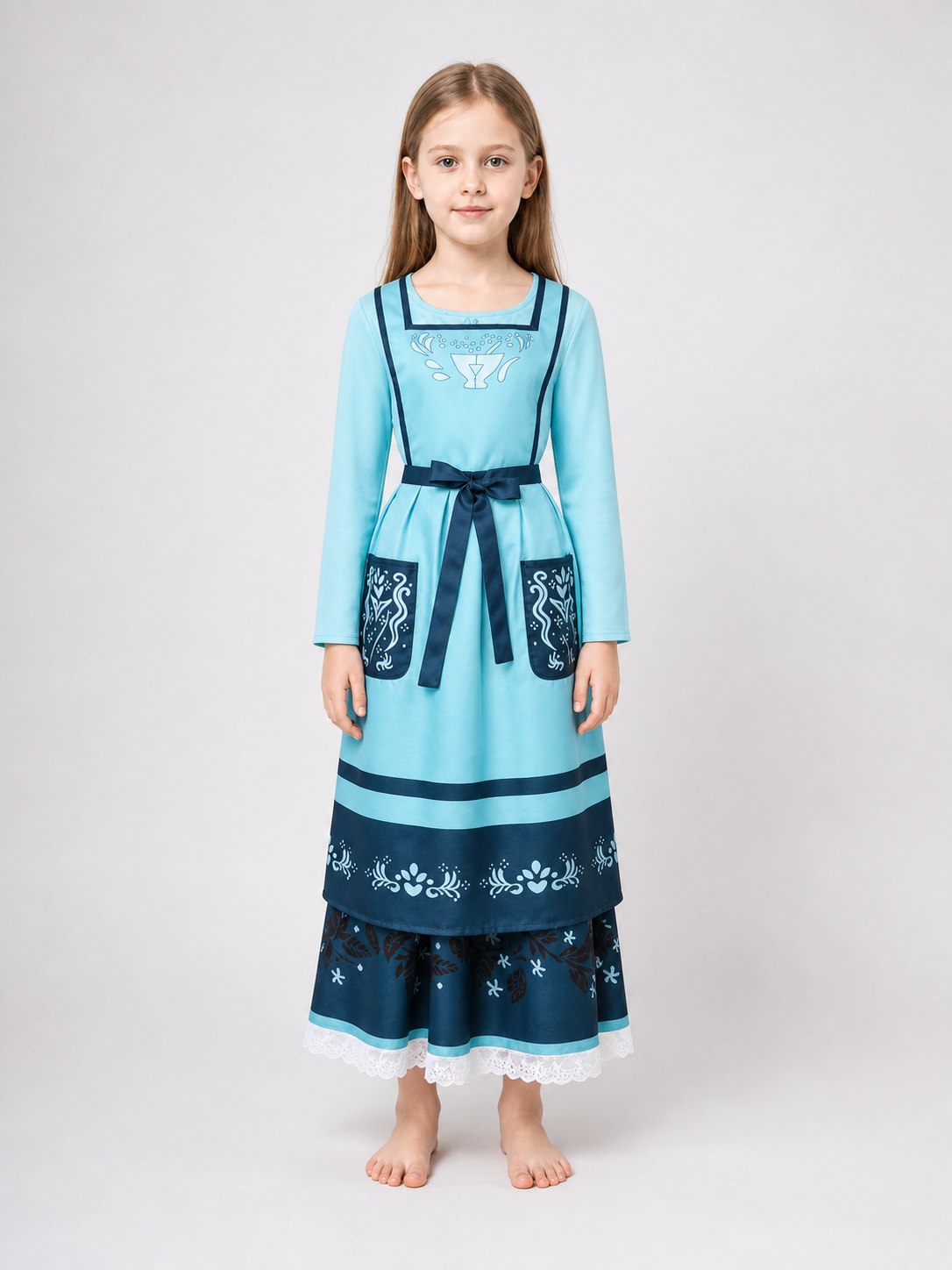 Cosplay Dress with Apron and Lace Trim