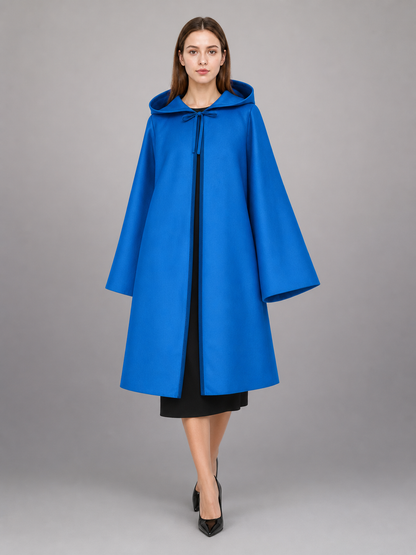 Bright Blue Zip-Up Hooded Raincoat