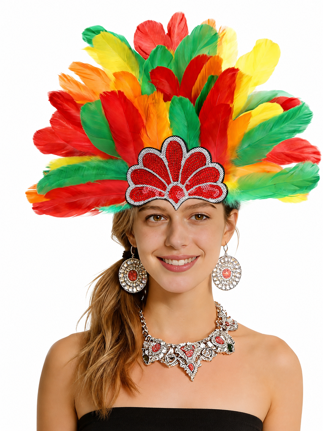 Carnival Headpiece with Multicolored Feathers main product view 4