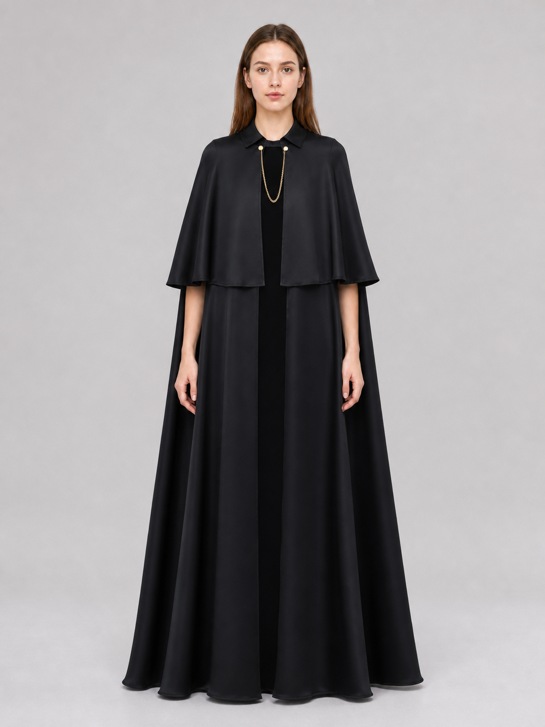 Black Gothic Cape with Chain for Cosplay