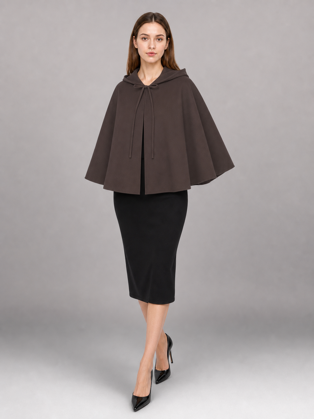 Dark Brown Hooded Costume Cloak
