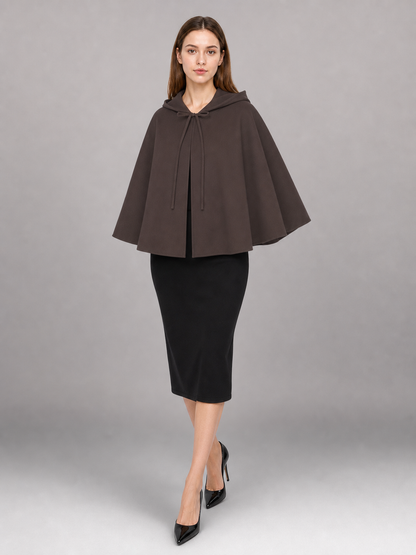 Dark Brown Hooded Costume Cloak