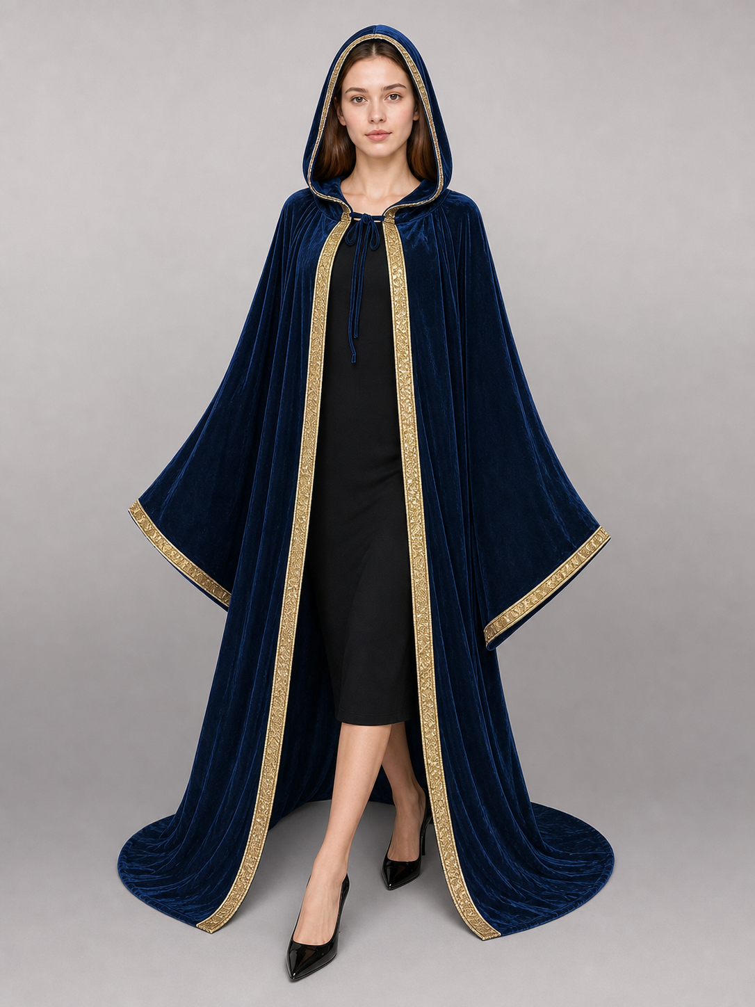 Dark Blue Hooded Carnival Cloak