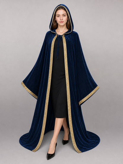 Dark Blue Hooded Carnival Cloak