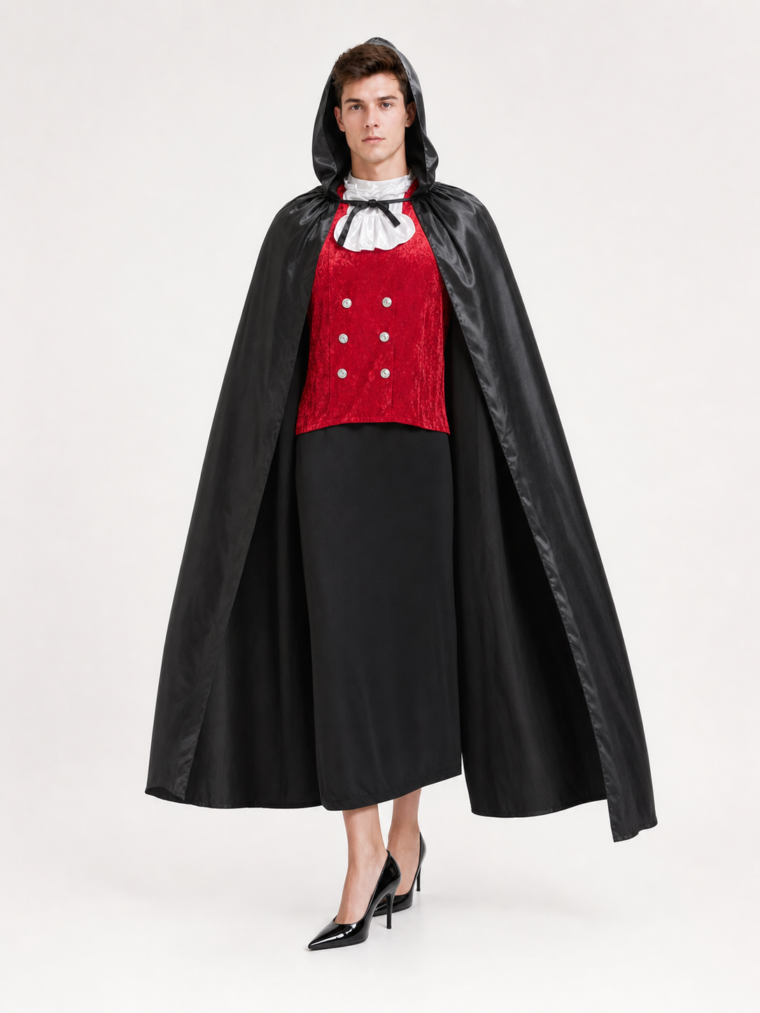 Black Hooded Carnival Cloak for Cosplay