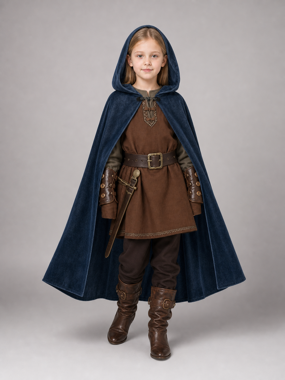 Blue Hooded Costume Cloak for Cosplay