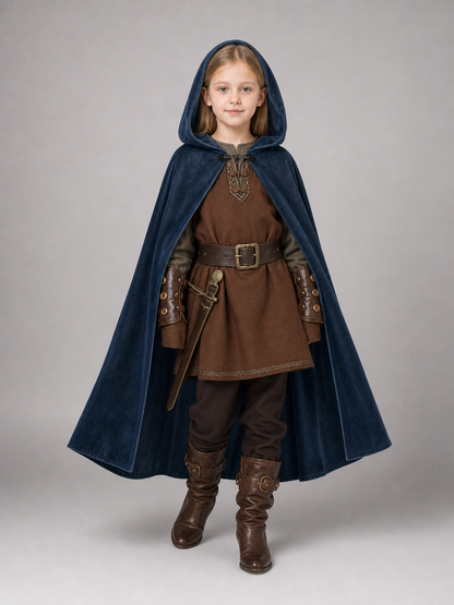 Blue Hooded Costume Cloak for Cosplay