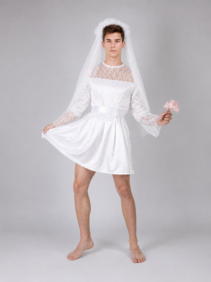 Wedding costume dress with veil for a celebration