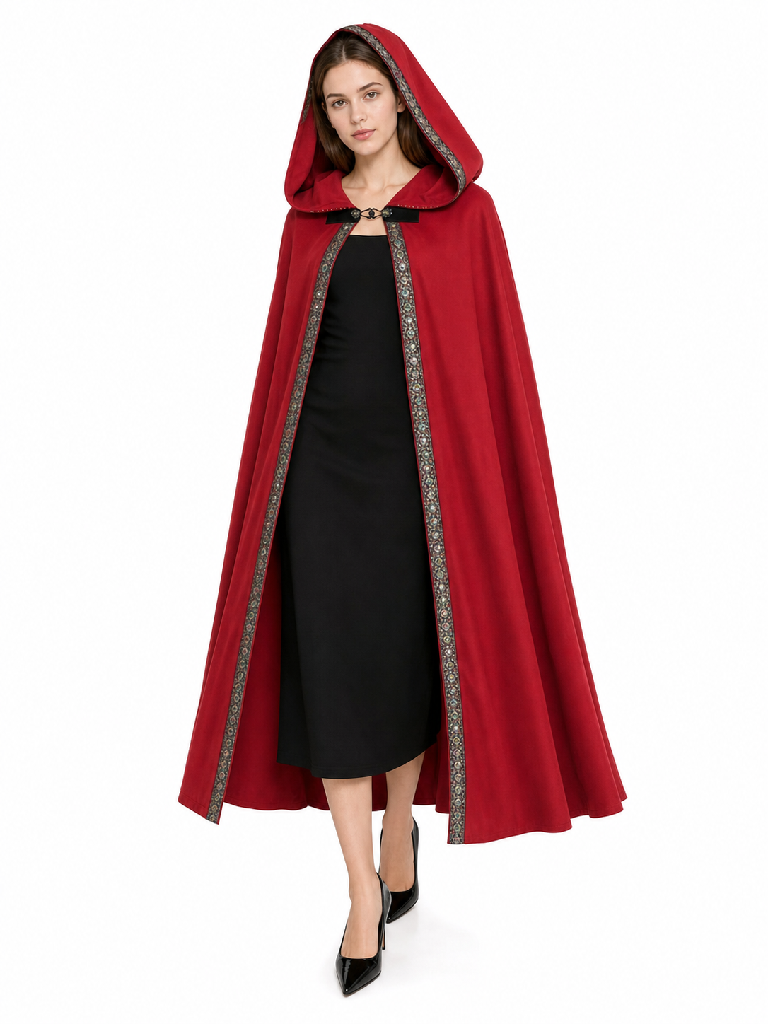 Red Hooded Carnival Cloak for Cosplay