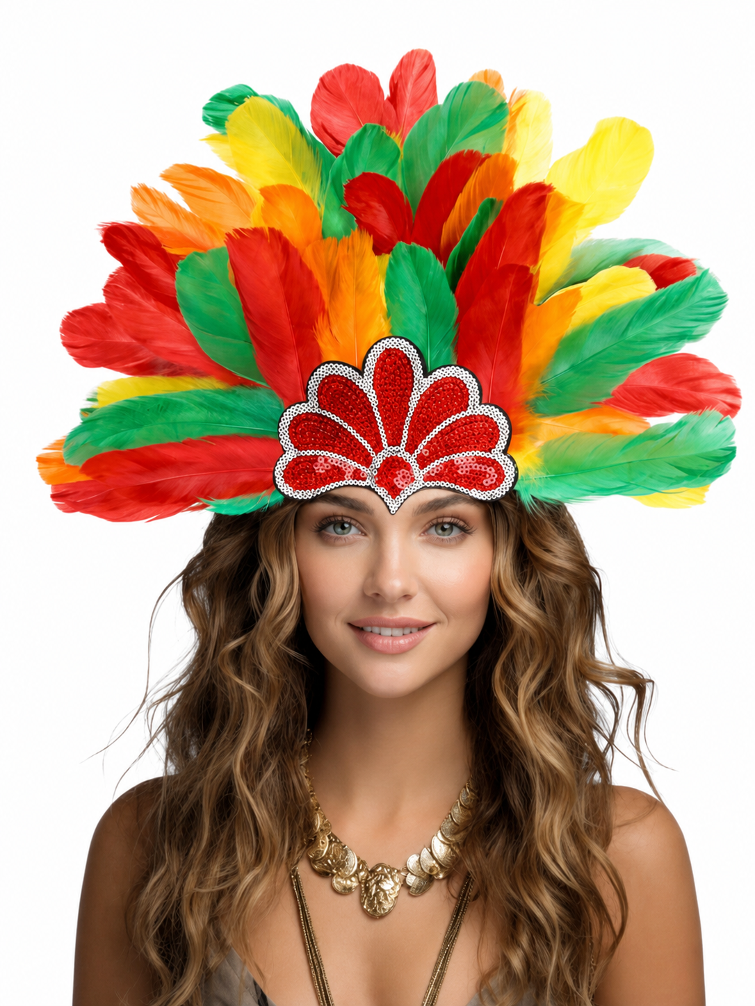 Multicolored Carnival Feather Headpiece