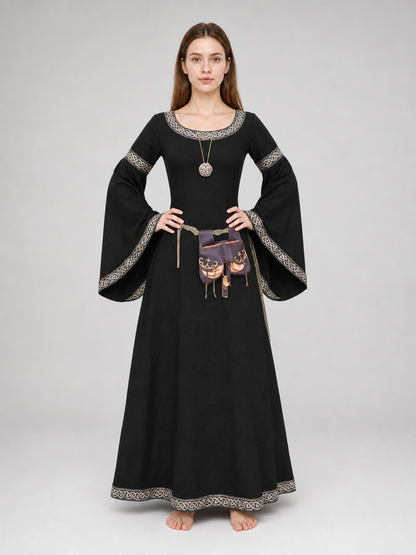 Medieval Dress with Belt and Bell Sleeves