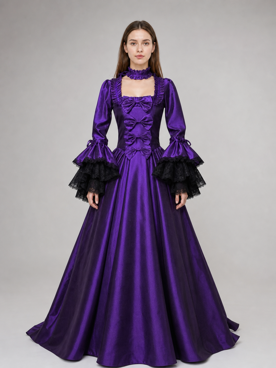 Gothic-Style Carnival Dress with Long Sleeves main product view
