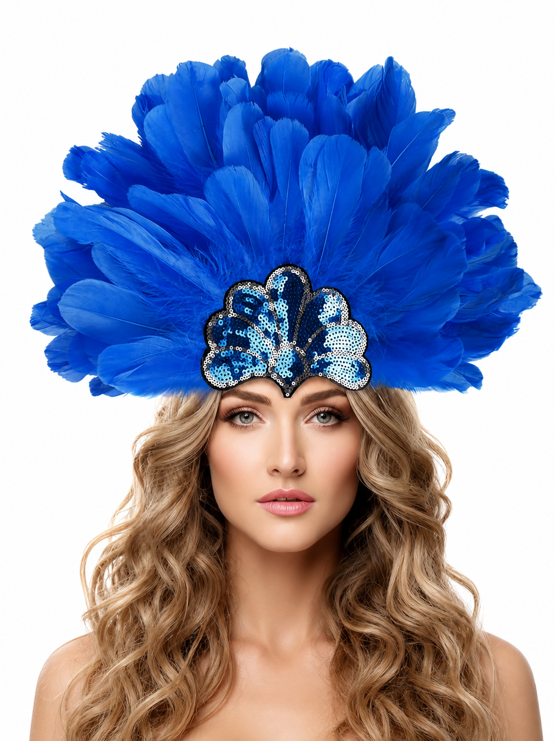 Carnival Headpiece with Blue Feathers
