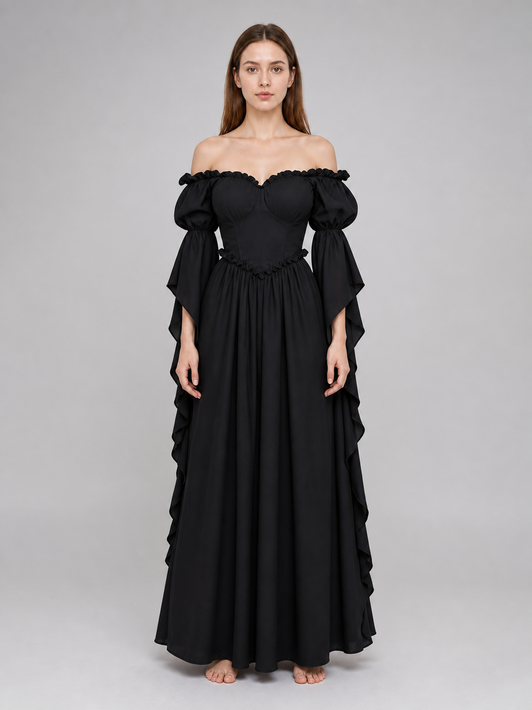 Black Long Gothic Vintage-Style Dress