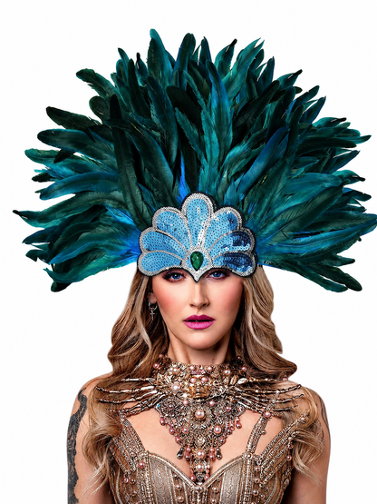 Carnival Feather and Sequin Headpiece