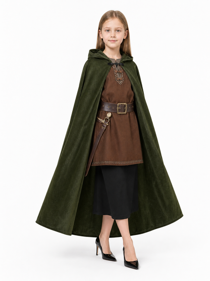 Dark Green Hooded Carnival Cloak