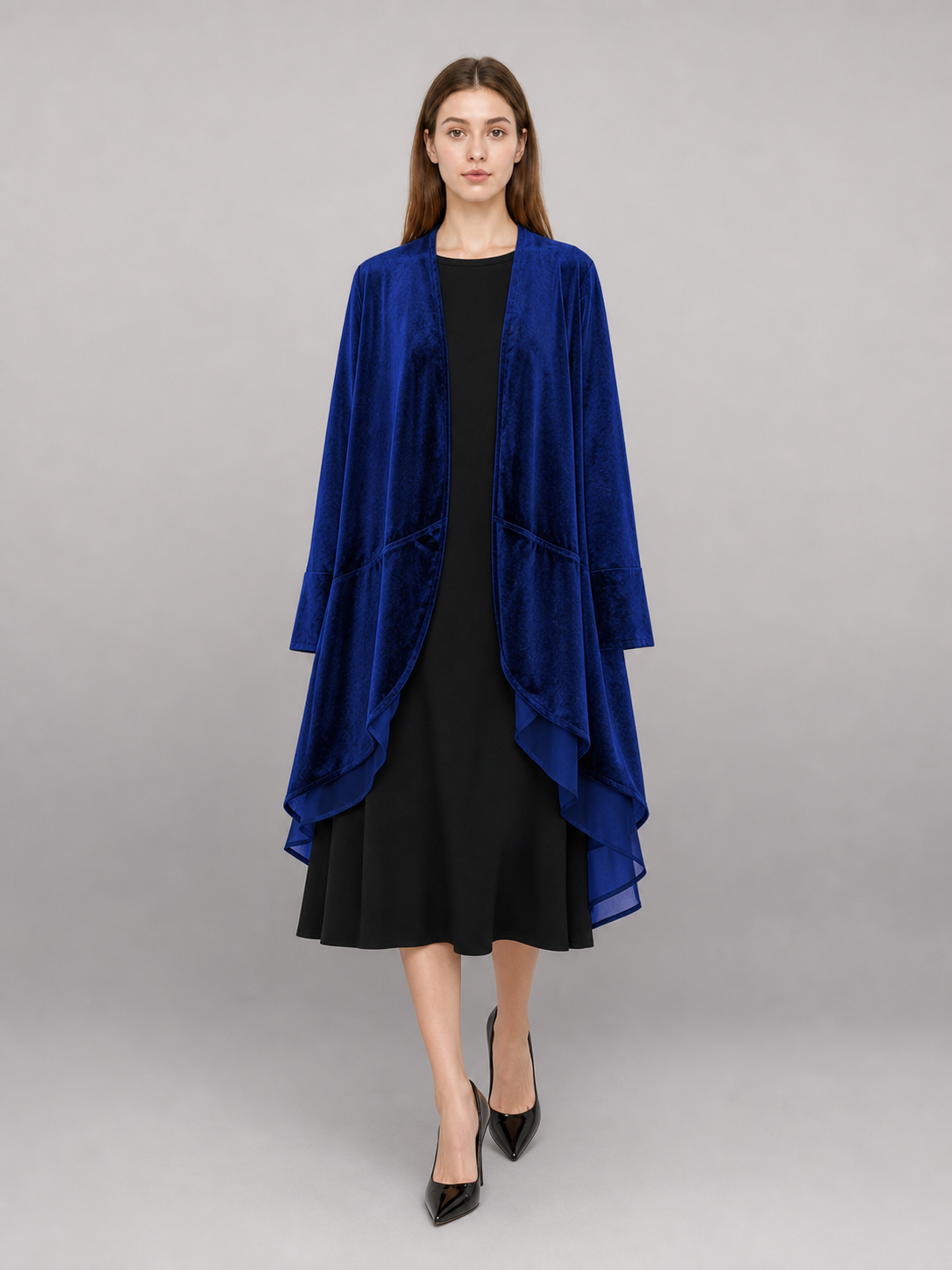 Long dark navy stage cloak