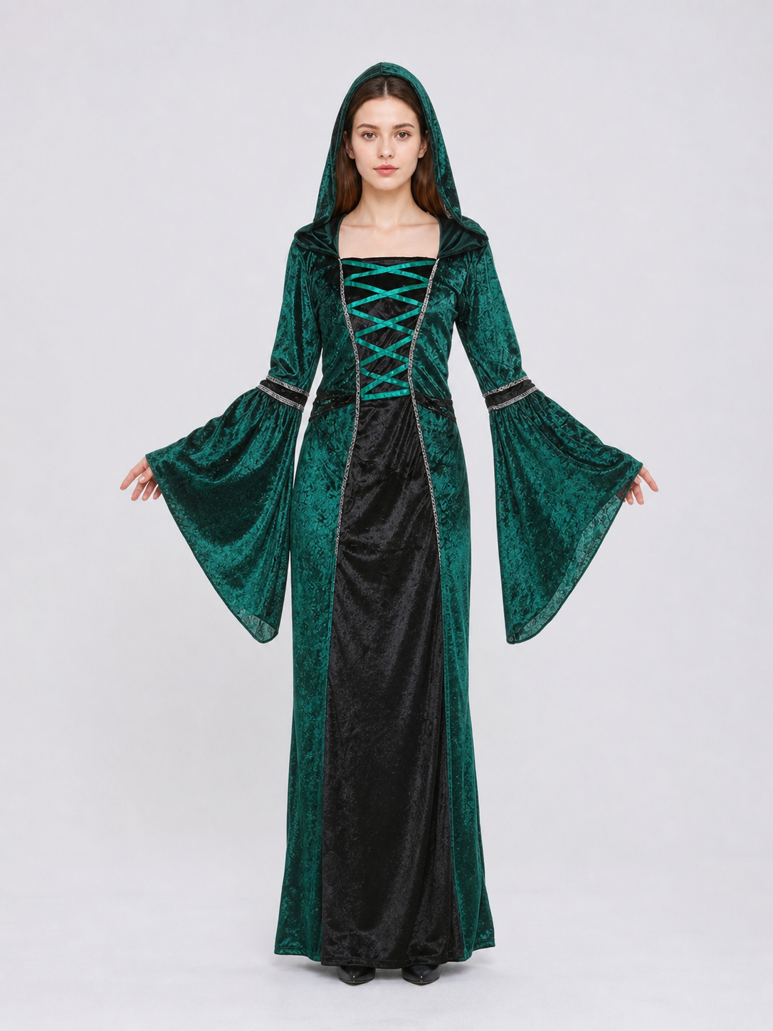 Gothic-Style Hooded Costume Dress