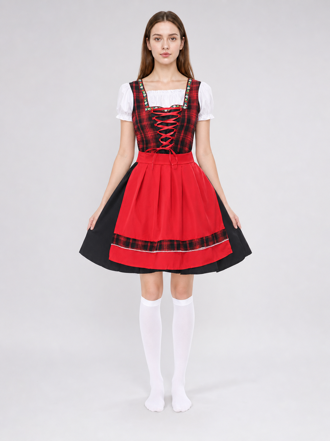 Plaid Oktoberfest-style costume dress