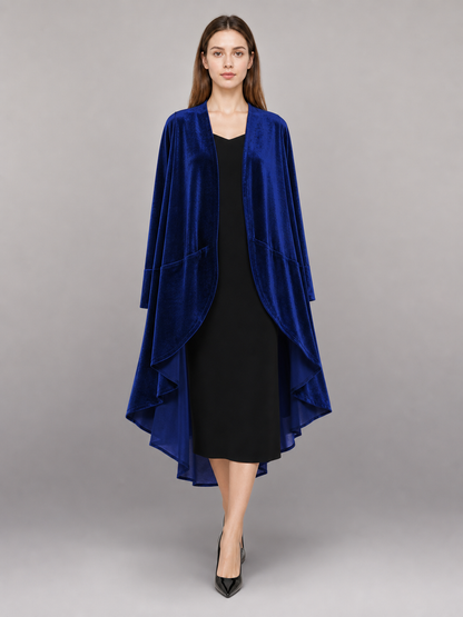 Long dark navy stage cloak