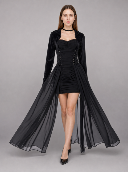 Black hooded costume cape for cosplay