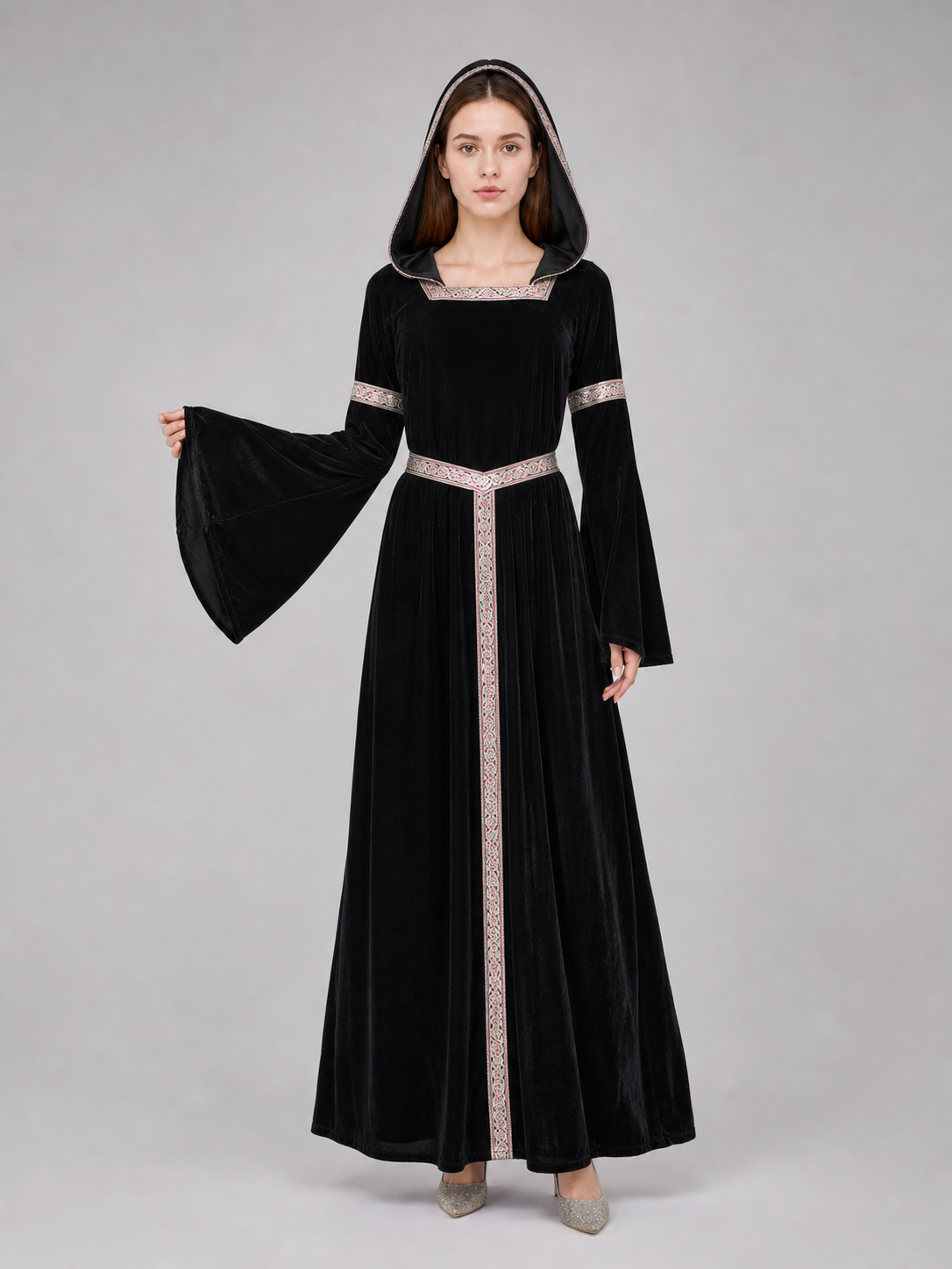 Zombie costume, medieval hooded dress