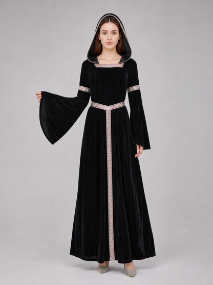 Zombie costume, medieval hooded dress