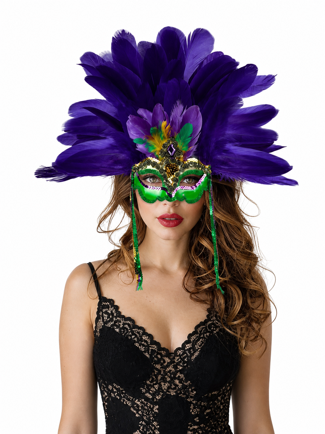 Masquerade Mask with Purple Feathers