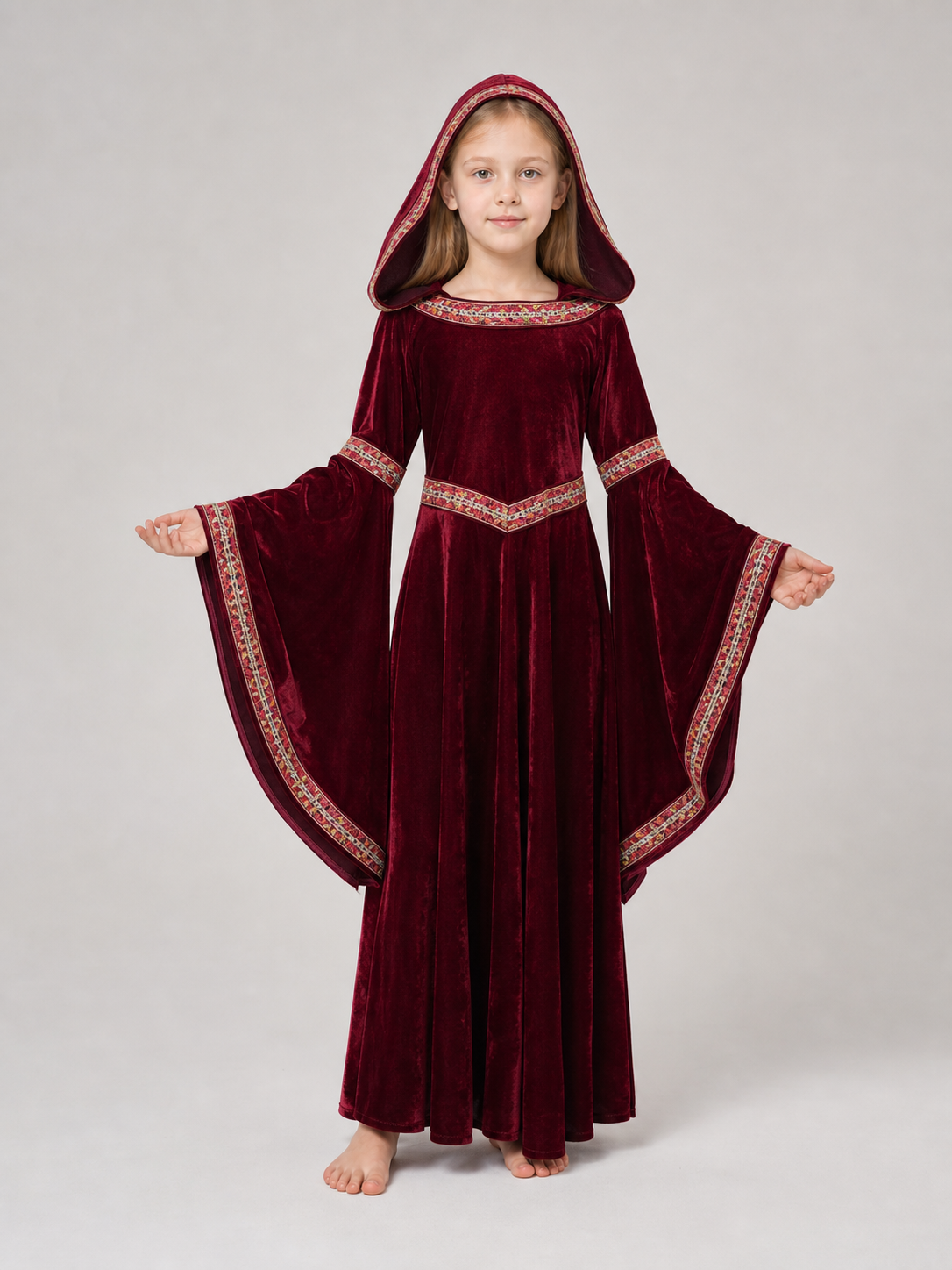 Halloween Vampire Costume — Burgundy Hooded Cloak