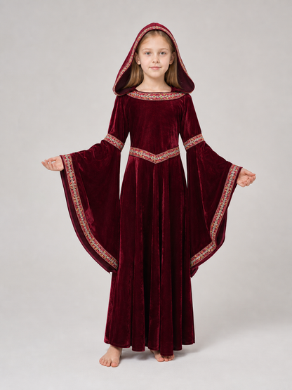 Halloween Vampire Costume — Burgundy Hooded Cloak