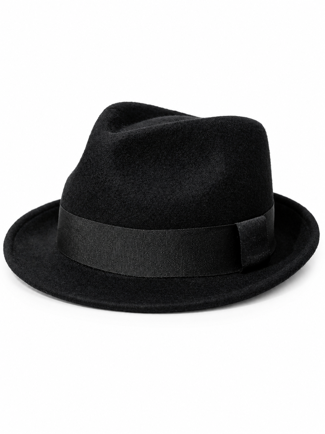 Black carnival fedora hat with ribbon