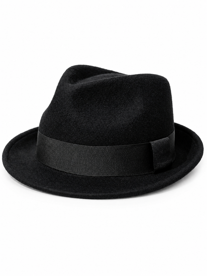 Black carnival fedora hat with ribbon