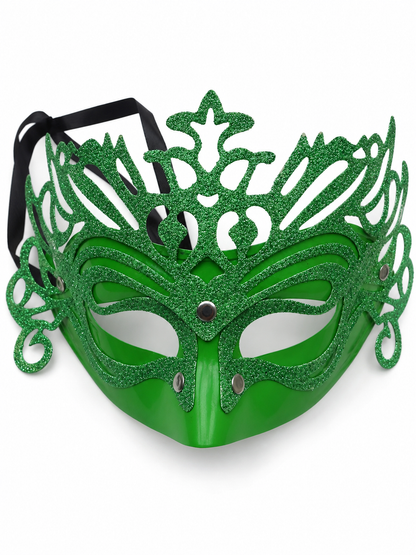 Green Glitter Carnival Headdress Mask