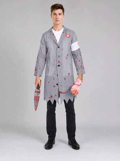 Doctor Costume with Blood Stains and Knife