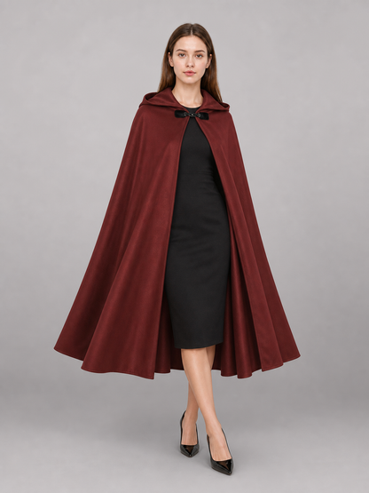 Burgundy Hooded Carnival Cloak for Cosplay