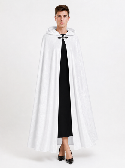 Long White Hooded Carnival Cloak