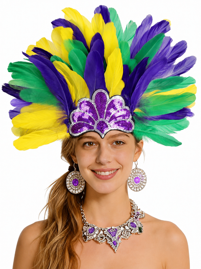 Carnival Feather and Sequin Headpiece