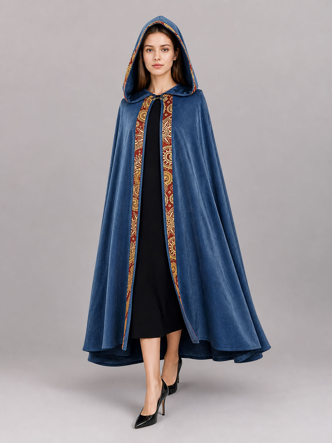 Dark Blue Hooded Carnival Cloak